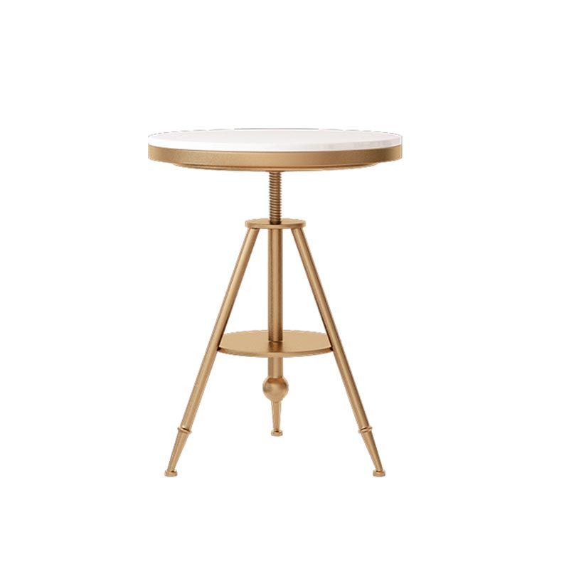 Tavolo da pranzo rotondo tradizionale tavolo in marmo con base in metallo oro