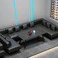 Industrial Sintered Stone Dinner Room Kitchen Table Black Table with Black Frame for Dining Room Clearhalo ' dining_table' 'Dining Tables & Seating' 'Dining Tables' 'furn' 'furn_dining_table' 'Furniture' 'furniture_dining_table' 'Kitchen & Dining Furniture' 'kitchen&dining_furn' 'kitchen' 'kitchen_dining_table' 1200x1200_f39343fe-2d15-4f90-94b1-771da87d9921