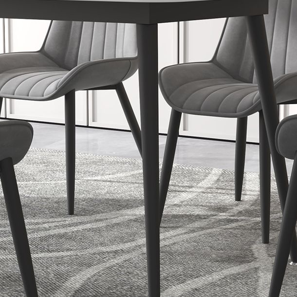 Contemporary Sintered Stone Top Stand Rectangular Dining Set White Standard Dining Set for Kitchen Clearhalo 'Dining Room Sets' 'Dining Tables & Seating' 'dining_room_set' 'furn' 'furn_dining_room_set' 'Furniture' 'furniture_dining_room_set' 'Kitchen & Dining Furniture' 'kitchen&dining_furn' 'kitchen' 1200x1200_f394c497-ac36-47bc-b094-c6a0b37b9dde