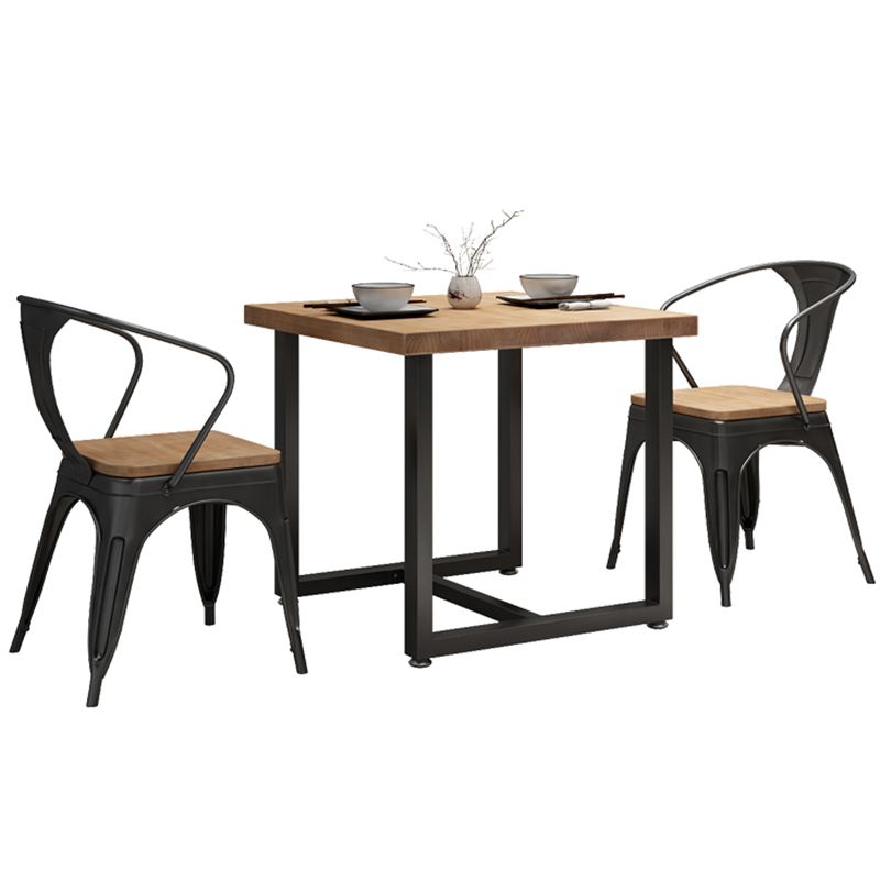 Industrial Solid Wood Dining Table Square Table in Brown with Metal Trestle Base Clearhalo ' dining_table' 'Dining Tables & Seating' 'Dining Tables' 'furn' 'furn_dining_table' 'Furniture' 'furniture_dining_table' 'Kitchen & Dining Furniture' 'kitchen&dining_furn' 'kitchen' 'kitchen_dining_table' 1200x1200_f3950542-3fca-4579-985d-35be59b1c8c5