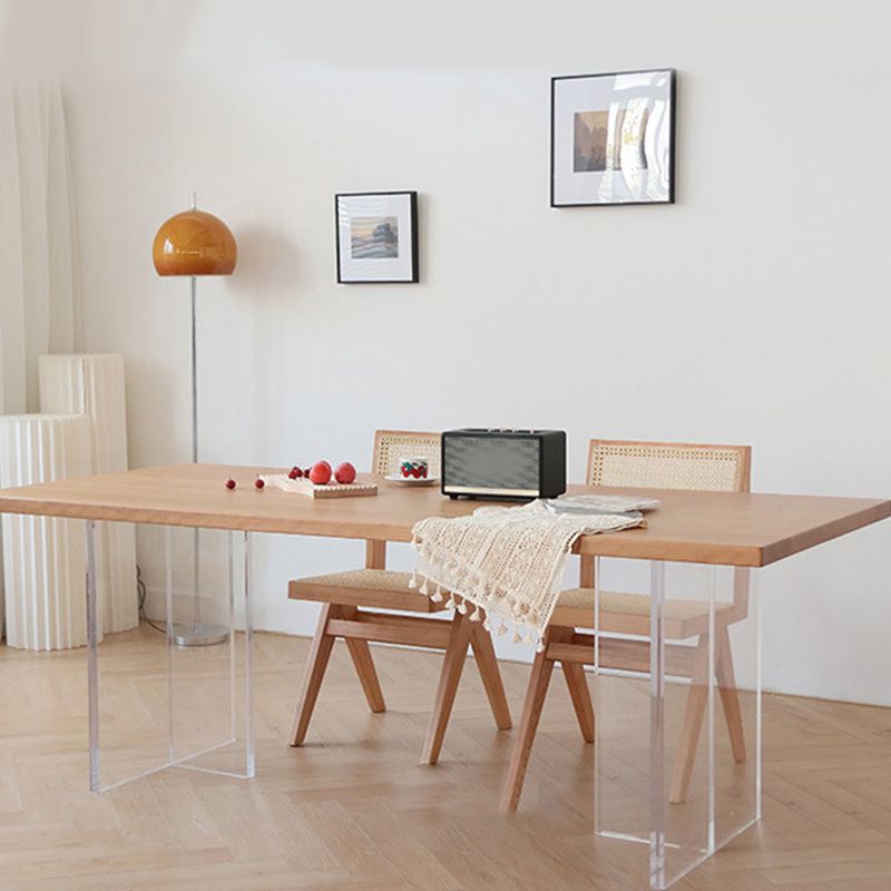 Table rectangulaire Glam en bois avec pieds en acrylique pour la maison