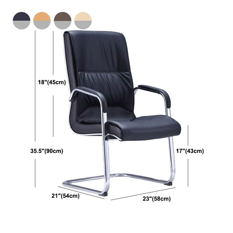 Middle/High Back Ergonomic Task Chair Fixed Arms Leather Desk Chair Clearhalo 'furn' 'furn_office_chair' 'Furniture' 'Office Chairs' 'Office Furniture' 'office_chair' 1200x1200_f39660eb-2e1f-4cd6-b242-be8fa5825b1e