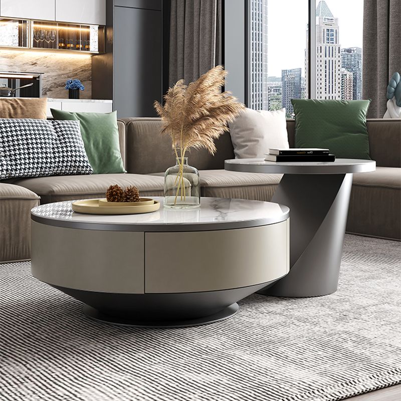 Pedestal Coffee Table Set Slate Round Coffee Table for Living Room Clearhalo 'Coffee & Accent Tables' 'Coffee Tables' 'coffee_tables' 'furn' 'furn_coffee_tables' 'Furniture' 'Living Room Furniture' 1200x1200_f39a1e4c-7ea9-4a76-89f2-93889ab74feb