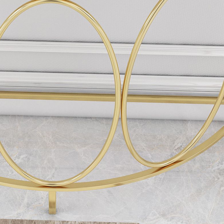 Contemporary Engineered Marble Console Sofa Table Half Moon Iron End Table for Hall Clearhalo 'Console Tables' 'console_tables' 'Entry & Mudroom Furniture' 'furn' 'furn_console_tables' 'Furniture' 1200x1200_f39b278d-a93b-48f4-9417-3ddf6feca3ab