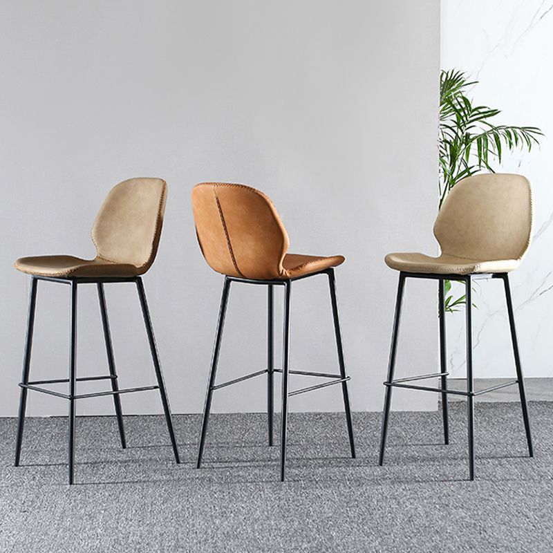 Scandinavian Armless Bar Stools Faux Leather Low Back Barstool with 4 Black Legs Clearhalo 'Bar Furniture' 'Bar Stools' 'bar_stools' 'furn' 'furn_bar_stools' 'Furniture' 'Kitchen & Dining Furniture' 1200x1200_f39b7b77-2aa4-4659-8af5-5ed3ef127e6e