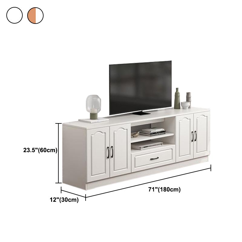 23.5 "H Modern Wooden TV Consola Open Storage Stand con cajón y puertas