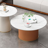 Slate Round Coffee Table Pedestal Coffee Cocktail Table for Living Room Clearhalo 'Coffee & Accent Tables' 'Coffee Tables' 'coffee_tables' 'furn' 'furn_coffee_tables' 'Furniture' 'Living Room Furniture' 1200x1200_f39ef9cc-38bf-484a-84c2-b4c6036ccf4d