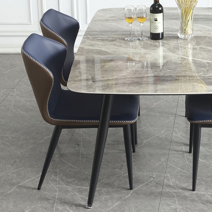 Metal Contemporary Rectangular Dining Table Sintered Stone Table with 4 Black Legs Clearhalo ' dining_table' 'Dining Tables & Seating' 'Dining Tables' 'furn' 'furn_dining_table' 'Furniture' 'furniture_dining_table' 'Kitchen & Dining Furniture' 'kitchen&dining_furn' 'kitchen' 'kitchen_dining_table' 1200x1200_f3a20d1c-6153-4e33-aaa2-3db3056143b5
