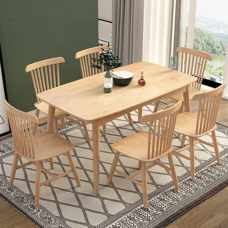 Rectangle Wood Dining Table Modern Rubber Wood Table in Nature/Walnut with 4 Legs Clearhalo ' dining_table' 'Dining Tables & Seating' 'Dining Tables' 'furn' 'furn_dining_table' 'Furniture' 'furniture_dining_table' 'Kitchen & Dining Furniture' 'kitchen&dining_furn' 'kitchen' 'kitchen_dining_table' 1200x1200_f3a22c5d-f879-4a08-8f4b-4c2d2afafeb7