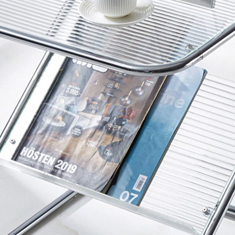 Mesa auxiliar con mesa rectangular de vidrio de almacenamiento rectangular modernista