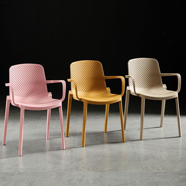 Scandinavian Dining Arm Chairs Plastic Solid Back Armchairs (Set of 4) Clearhalo ' kitchen&dining_furn' 'Dining Chairs' 'Dining Tables & Seating' 'dining_chair' 'furn' 'furn_dining_chair' 'Furniture' 'furniture_dining_chair' 'Kitchen & Dining Furniture' 'kitchen' 1200x1200_f3a58729-6a4a-4b50-bdcc-d0bcebb5d7e9