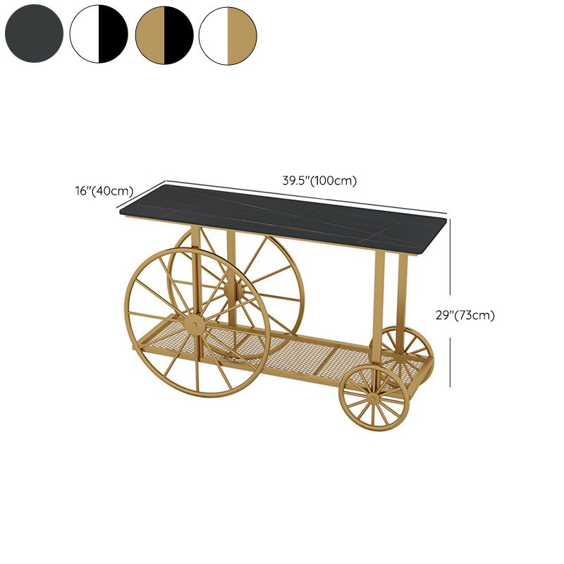 Tavolo da console a ruota alta 30,32 "Tavolo di accento in pietra con 2 ripiani