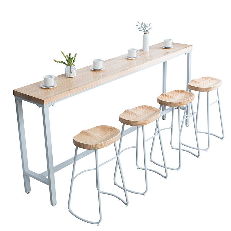 Light Brown Modern Style Bar Table Solid Wood and Iron Bar Table for Dining Room Clearhalo 'Bar Furniture' 'Bar Tables' 'bar_tables' 'furn' 'furn_bar_tables' 'Furniture' 'furniture_bar_tables' 'Kitchen & Dining Furniture' 1200x1200_f3a6a30a-5891-4e66-9ebb-ef39404a78b2