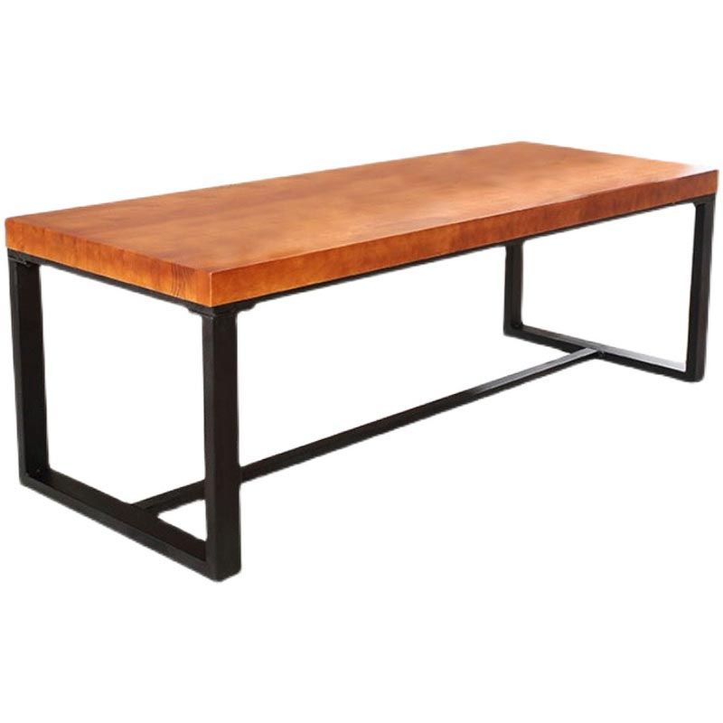 Industrielle Kiefer Holz Top -Büro -Schreibtisch Brauner rechteckiger Schreibtisch mit schwarzem Trestle