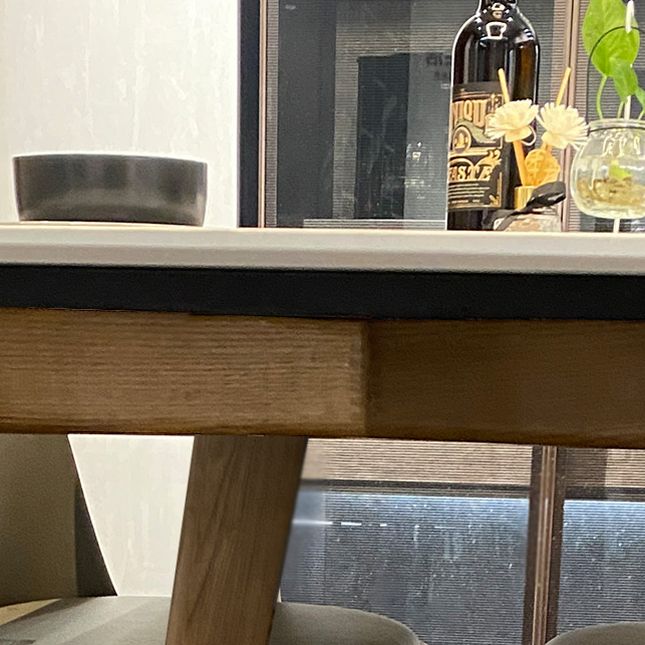 Modern Rectangle Dining Table Sintered Stone Dinner Table with Wooden Legs Clearhalo 'Dining Tables & Seating' 'Dining Tables' 'dining_table' 'furn' 'furn_dining_table' 'Furniture' 'Kitchen & Dining Furniture' 1200x1200_f3a7db81-3eb3-42bb-93fc-11c59e19e4f6