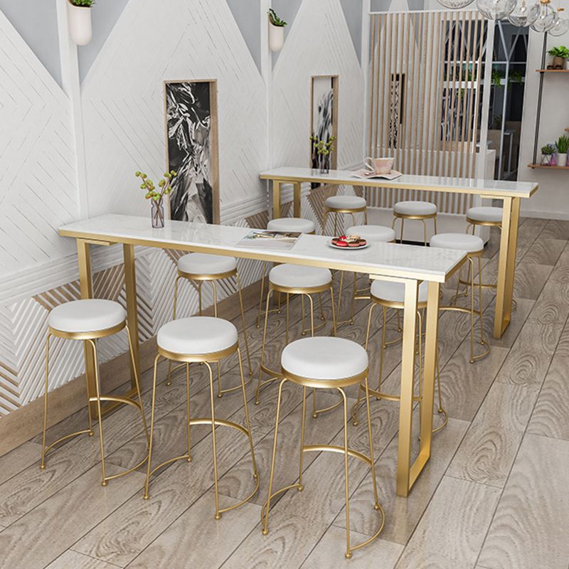 Glam Bar Height Table Faux Marble Top Bistro Table with Sled Base Clearhalo 'Bar Furniture' 'Bar Tables' 'bar_tables' 'furn' 'furn_bar_tables' 'Furniture' 'Kitchen & Dining Furniture' 1200x1200_f3a813cb-cd2d-4a58-b058-35459919bc68