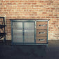 Industrial Iron 2 - Door Accent Cabinet Distressed Wood Chest with 3 Drawers