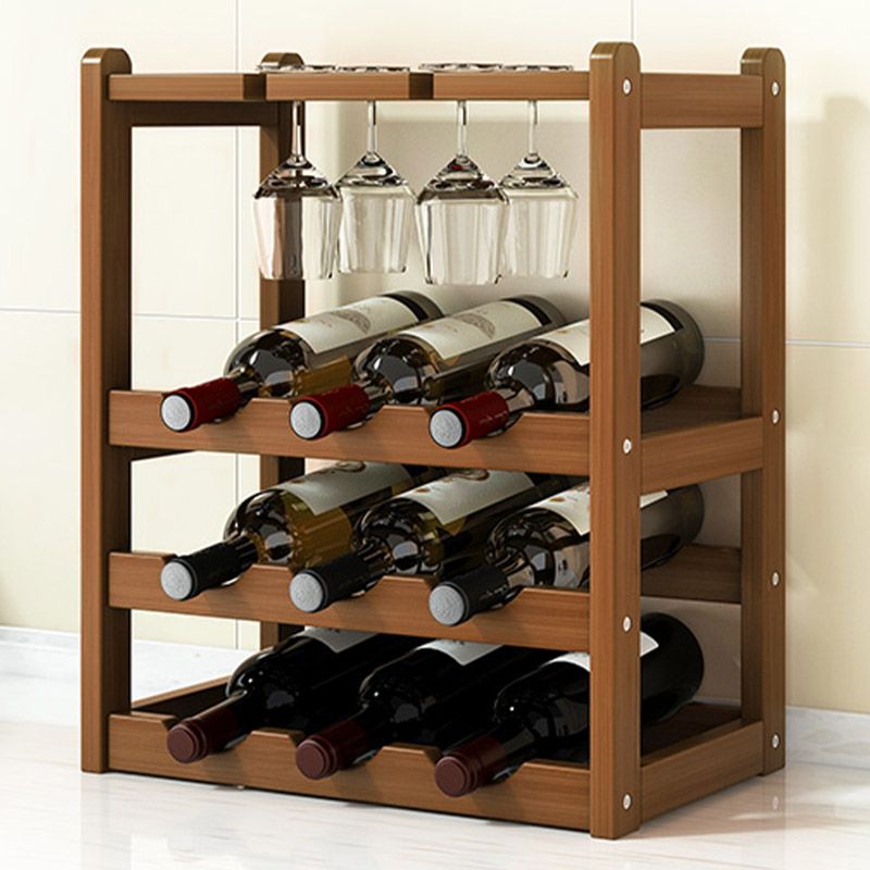 Countertop Wine Rack Solid Wood Wine Bottle Rack for Kitchen