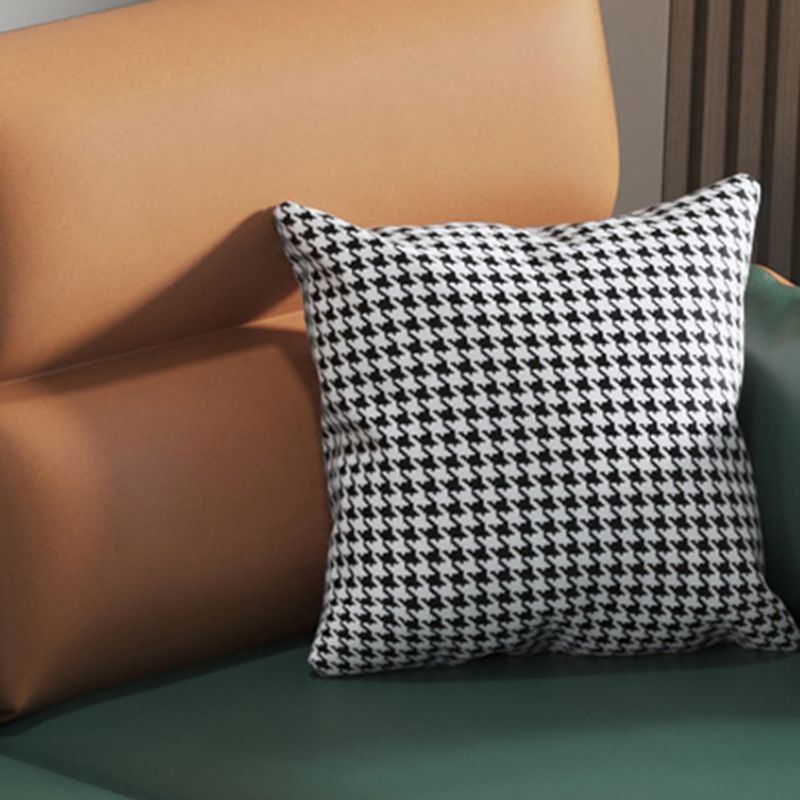 Contemporary Faux Leather Square Arm Sofa with Bolster Pillows, Stain Resistant Clearhalo 'furn' 'furn_sectionals' 'Furniture' 'furniture_sectionals' 'kitchen' 'kitchen_sectionals' 'Living Room Furniture' 'Sectionals' 1200x1200_f3abc373-a554-4024-99e9-b99ad3f72125