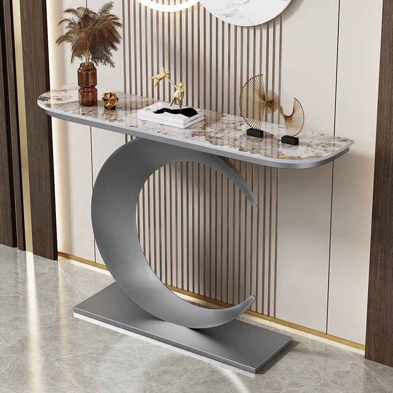 Tavolo della console di pietra contemporanea Tavolino console mezza luna per Hall