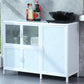 Modern Kitchen Metal Buffet/Console Cabinets Doors Dining Server in White Clearhalo 'buffet_sideboard' 'Buffets & Sideboards' 'furn' 'furn_buffet_sideboard' 'Furniture' 'Kitchen & Dining Furniture' 1200x1200_f3acebfd-0205-4cb4-84b9-99a6befbed6d