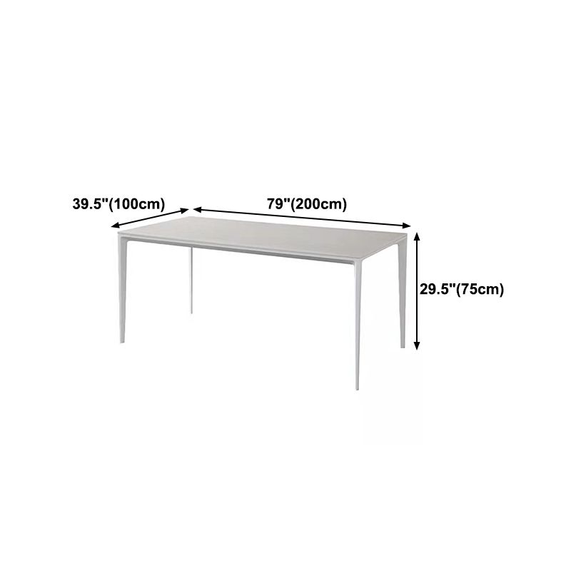 Stone Top Dining Table Contemporary Rectangle Dining Table with 4 Legs in White Clearhalo 'Dining Tables & Seating' 'Dining Tables' 'dining_table' 'Furniture' 'furniture_dining_table' 'Kitchen & Dining Furniture' 'kitchen' 'kitchen_dining_table' 1200x1200_f3ae8283-6488-4d1d-9769-4399f250901b