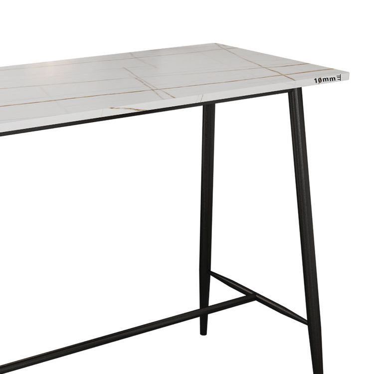 Modern Marble Table with Rectangle Table Top Black Trestle Table - 41.3" H Clearhalo 'Bar Furniture' 'Bar Tables' 'bar_tables' 'furn' 'furn_bar_tables' 'Furniture' 'furniture_bar_tables' 'Kitchen & Dining Furniture' 1200x1200_f3b10aa1-5e82-411c-9953-0758b0d2f264