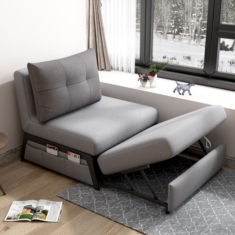 Gray Contemporary Convertible Sofa Bed Armless Seating with Pillows