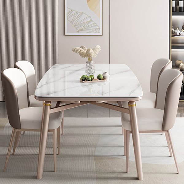 Pieds en caoutchouc de table à manger rectangulaire en pierre pliable pour salle à manger