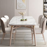 Pieds en caoutchouc de table à manger rectangulaire en pierre pliable pour salle à manger