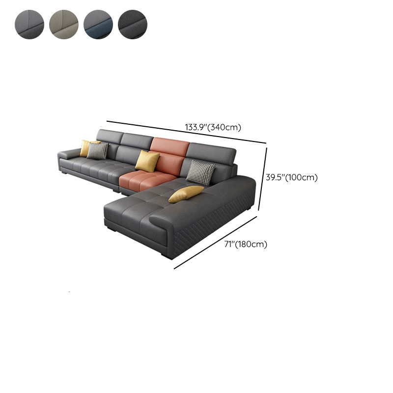 39.37 " H Faux Leather Pillow Top Arm Sofa & Chaise for Living Room