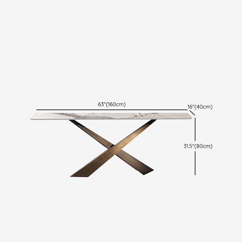 16 inch Wide Modern Accent Table Rectangle Shape Stone Console Table for Hall