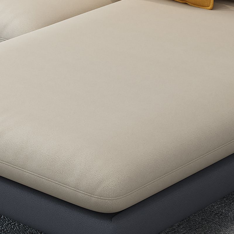 126.0"L √ó 66.9"W √ó 35.8"H Faux Leather Recessed Arm Sectional Slipcovered Sofa and Chaise Clearhalo 'furn' 'furn_sectionals' 'Furniture' 'furniture_sectionals' 'Living Room Furniture' 'Sectionals' 1200x1200_f3b3bc37-ca6f-40d4-8bd5-f24731398208