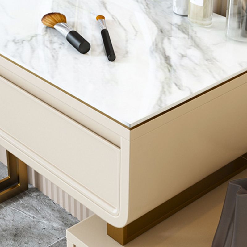 ホワイト/グレーロックプランクカウンタートップソリッドウッドフレーム金属金属ベース2/4ドロワードレッサー