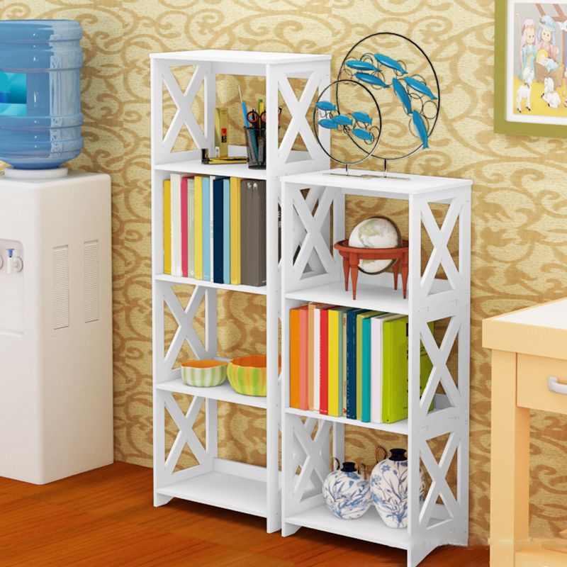 Engineered Wood Bookshelf Modern Open Back White Bookcase , 9.4" W