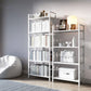 Modern White/Grey Metal Bookshelf Standard Vertical Open Shelf Bookcase
