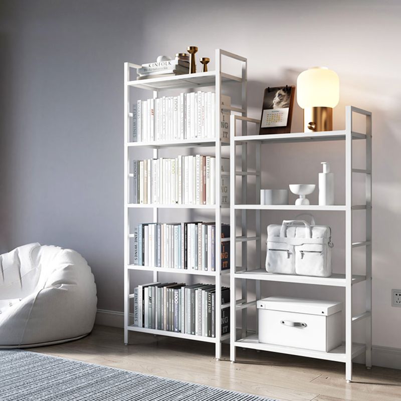 Modern White/Grey Metal Bookshelf Standard Vertical Open Shelf Bookcase