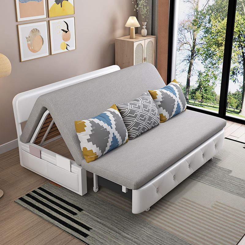Armless Contemporary Cotton Blend Bed Sofa Couch with Pillows
