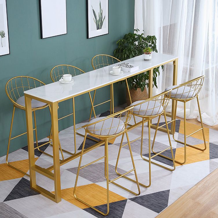 1/4/7 Pieces Glam Iron Bar Table Set Rectangle White Faux Marble Bistro Set with Footrest Clearhalo 'Bar Furniture' 'furn' 'furn_home_bar_bar_sets' 'Furniture' 'Home Bars & Bar Sets' 'home_bar_bar_sets' 'Kitchen & Dining Furniture' 1200x1200_f3b73eaf-e151-4efe-89e3-f268ead10ecc