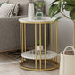 Round Marble Top End Table Modern Black/Golden Frame Base Storage Side Table Clearhalo 'Coffee & Accent Tables' 'End & Side Tables' 'end_side_table' 'Furniture' 'furniture_end_side_table' 'Living Room Furniture' 1200x1200_f3b79fa6-8aa7-4b39-a52b-a03fdeba696c
