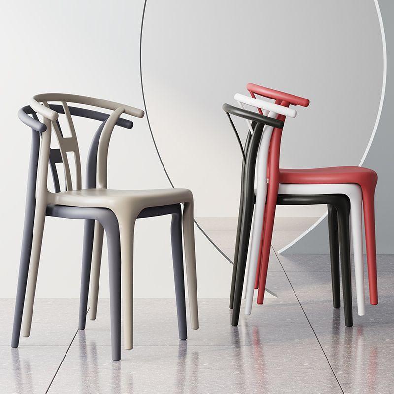 Scandinavian Plastic Dining Room Chair Slat Back Stacking Side Chair Clearhalo 'Dining Chairs' 'Dining Tables & Seating' 'dining_chair' 'furn' 'furn_dining_chair' 'Furniture' 'furniture_dining_chair' 'Kitchen & Dining Furniture' 1200x1200_f3b7f8ec-e0ec-4b70-b029-8bf5979de722