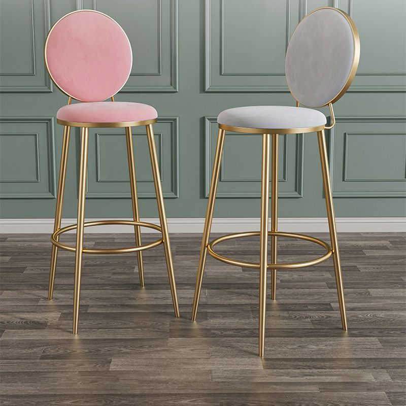Glam Round Bar and Counter Stool Metal Low Back Stool with 4 Legs Clearhalo 'Bar Furniture' 'Bar Stools' 'bar_stools' 'furn' 'furn_bar_stools' 'Furniture' 'furniture_bar_stools' 'Kitchen & Dining Furniture' 1200x1200_f3b8e9b2-4c20-40e4-9837-bc3de7a790fc