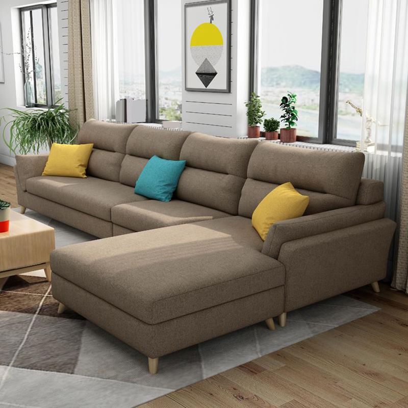 Sectivo de brazo acampanado moderno de sofá y tela de tela de chaise