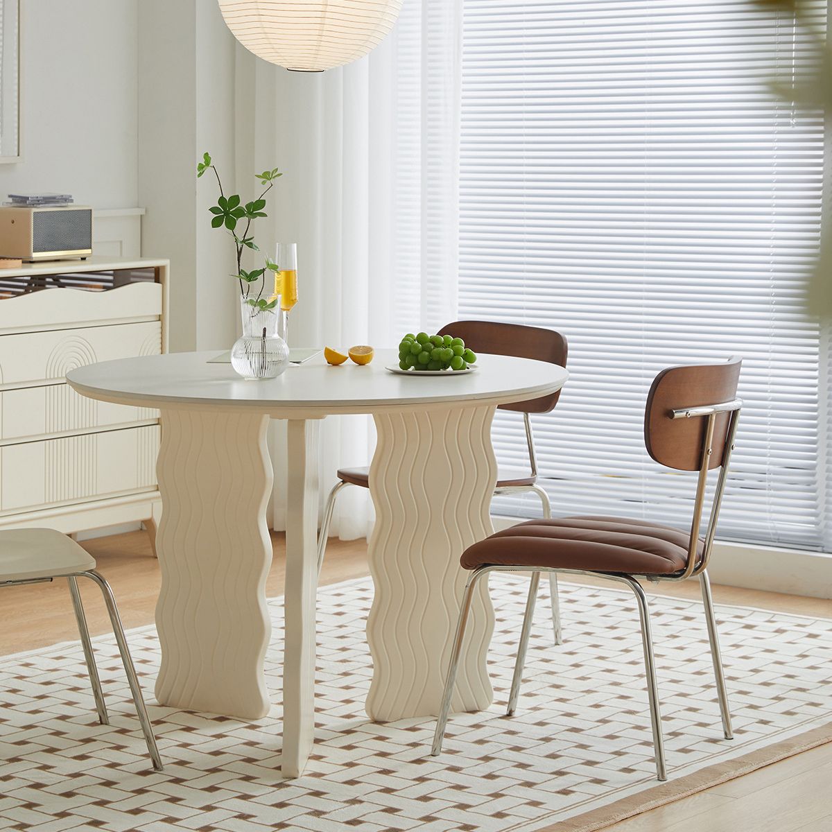 Modern Round Dining Table 3 White Legs Table for Dining Room Clearhalo 'Dining Tables & Seating' 'Dining Tables' 'dining_table' 'furn' 'furn_dining_table' 'Furniture' 'Kitchen & Dining Furniture' 1200x1200_f3bb738b-1ceb-4b25-81bd-b9366099f2b4