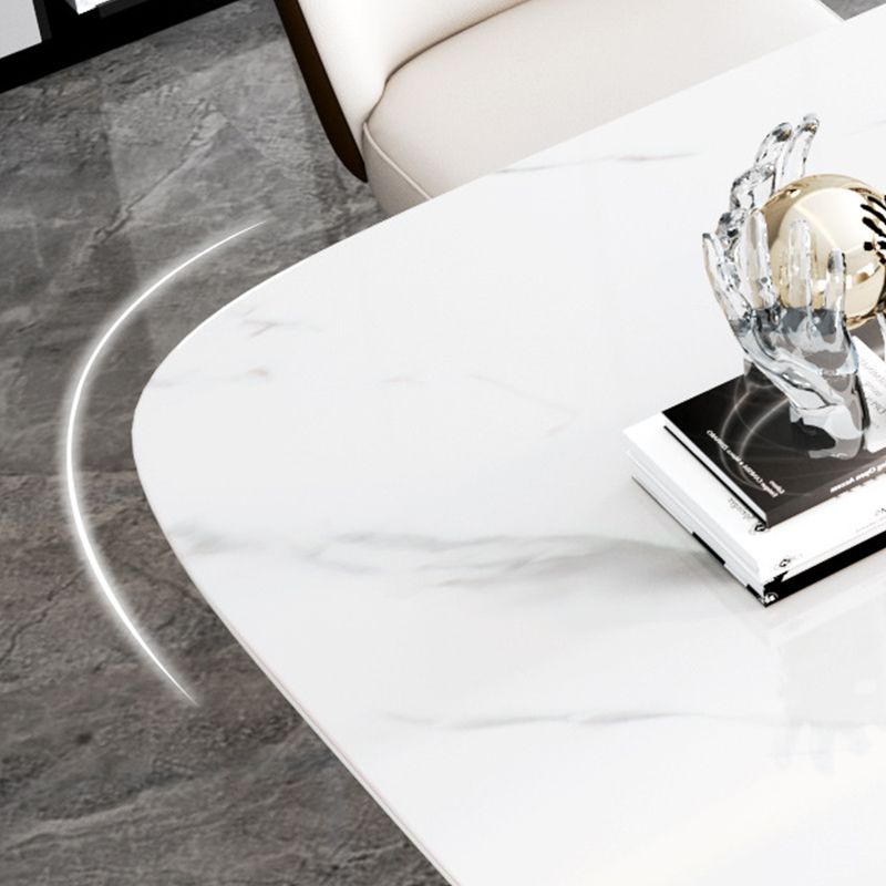 Steenglam -rechthoek eettafel witte top voetstuktafel voor thuis