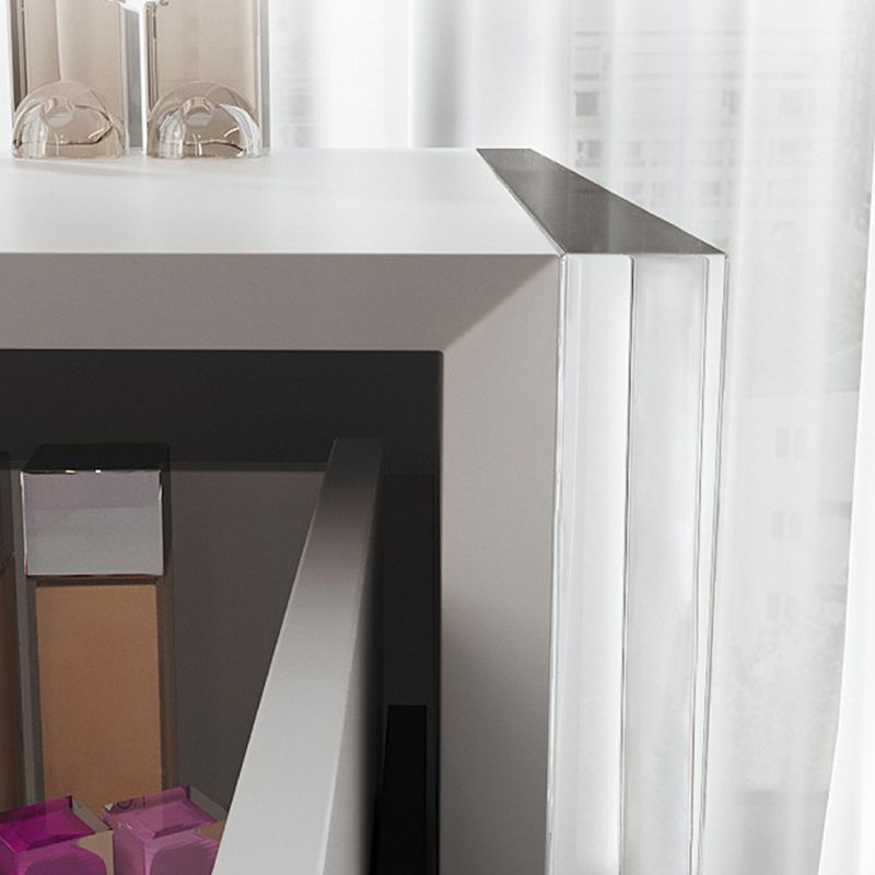 Mirrored Wood Makeup Dressing Table Modern Style Stool Set in White Clearhalo 'Bedroom Furniture' 'furn' 'furn_makeup_vanities' 'Furniture' 'Makeup Vanities' 'makeup_vanities' 1200x1200_f3bf377b-7802-4a71-a7aa-409a3e77a942