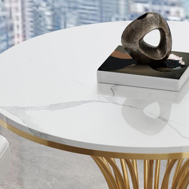 Polished Finish Stone Top Table Modern Style Round Dining Table Clearhalo 'Dining Tables & Seating' 'Dining Tables' 'dining_table' 'furn' 'furn_dining_table' 'Furniture' 'Kitchen & Dining Furniture' 1200x1200_f3c02c3c-dfb4-4930-ae89-be3c81ac11bc