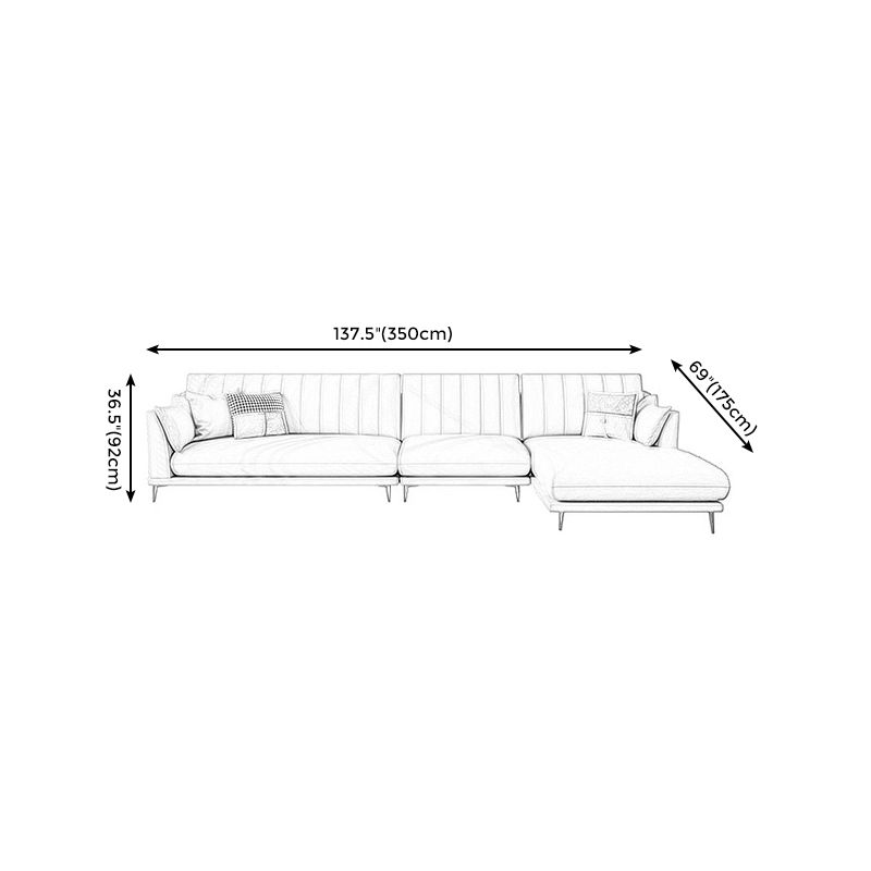 Pillow Top Arm Removable Cushions Sectional Sofa with Chaise in Beige