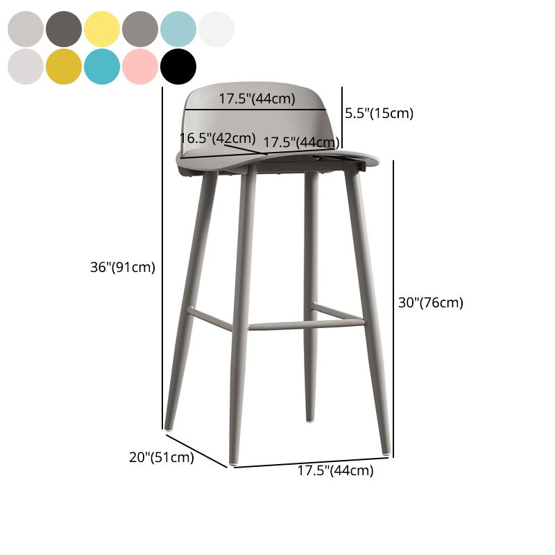 Scandinavian Plastic Counter Stools Low Back Indoor Bar Stools with Metal Footrest Clearhalo 'Bar Furniture' 'Bar Stools' 'bar_stools' 'furn' 'furn_bar_stools' 'furniture_bar_stools' 'Kitchen & Dining Furniture' 'kitchen&dining_furn' 'kitchen' 'kitchen_furn' Furniture' 1200x1200_f3c0d79a-5fda-4b05-b7d3-9444be8d13c5