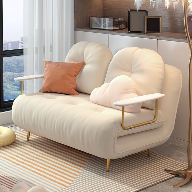 Glam White Futon and Mattress Square Arms Folding Futon Frame Clearhalo 'furn' 'furn_futons' 'Furniture' 'Futons & Daybeds' 'Futons' 'Living Room Furniture' 1200x1200_f3c11672-c898-4516-9aa6-9ab1c083d7e5